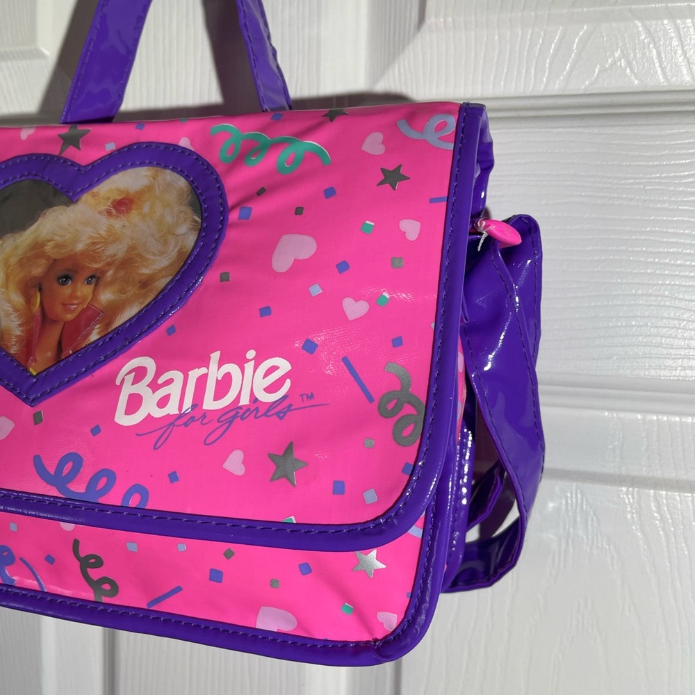 Barbie Pyramid Messenger Bag Mattel VINTAGE Circa 1991 Pink Vinyl Purse - Picture 4 of 16